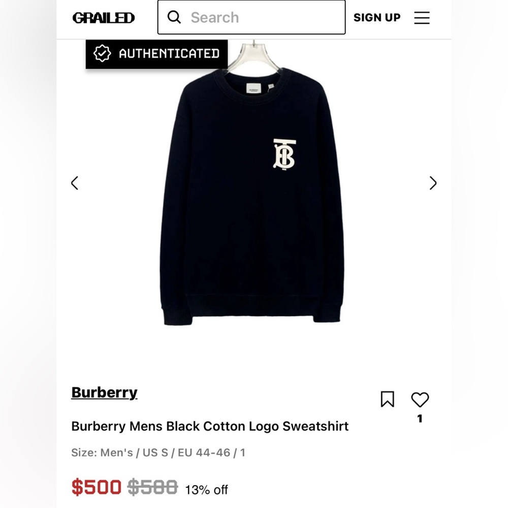 Men’s Burberry Black Cotton Logo Sweatshirt